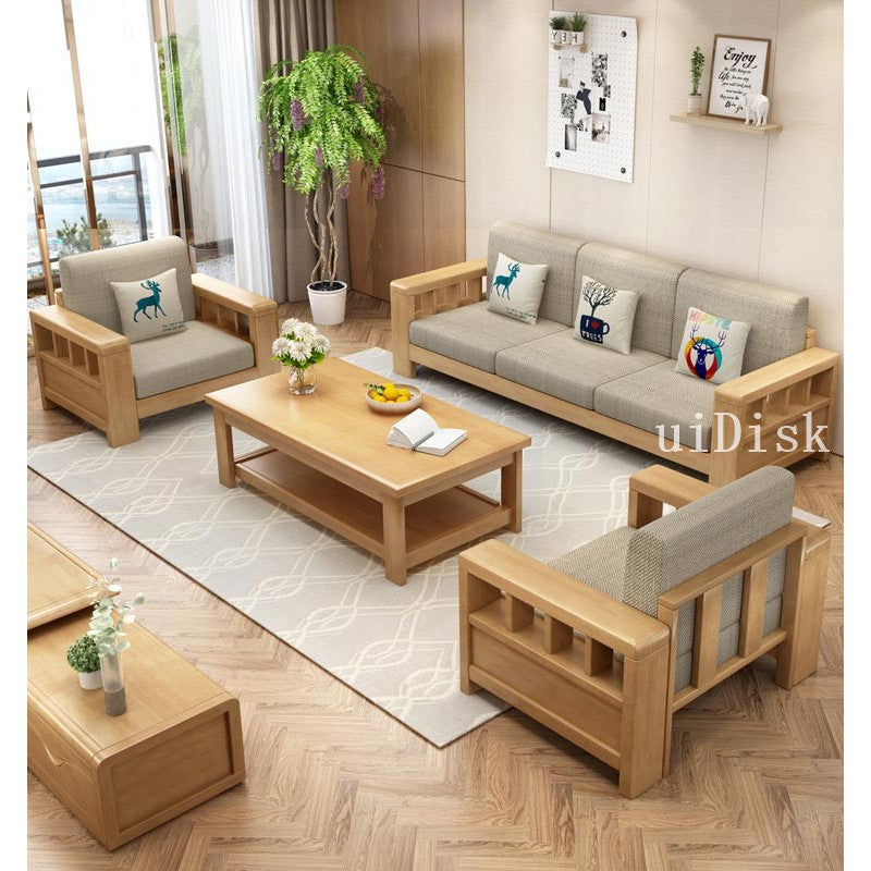 Modern solid wood sofa villa economic small family corner Princess sofa suit