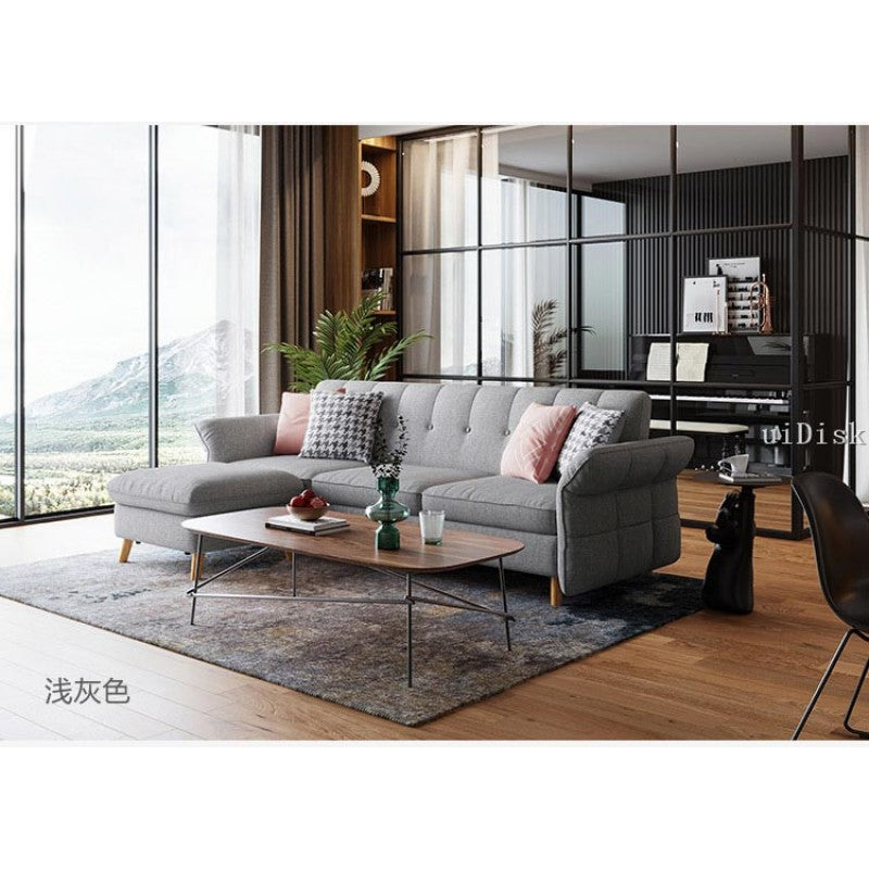Nordic modern fabric sofa bed small family living room folding dual purpose furniture