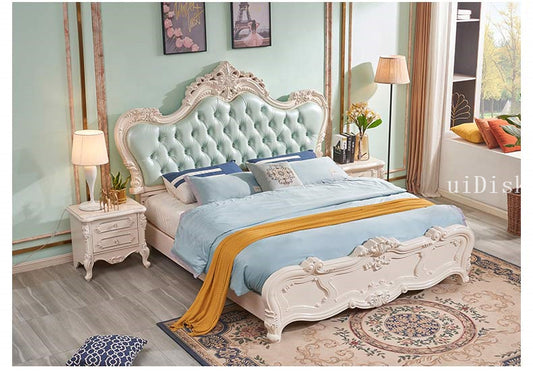 Double bed master bedroom luxury solid wood bed family small family luxury princess bed