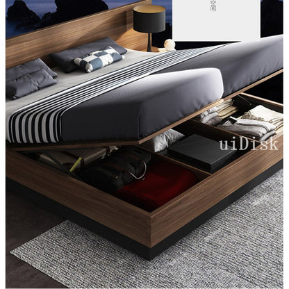 Nordic bed modern simple storage bed Japanese tatami plate double bed 1.8m bed hotel master bed