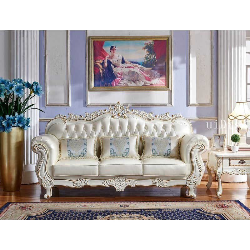 Villa leather sofa luxury simple classical light luxury living room Zen furniture all solid wood fabric sofa combination